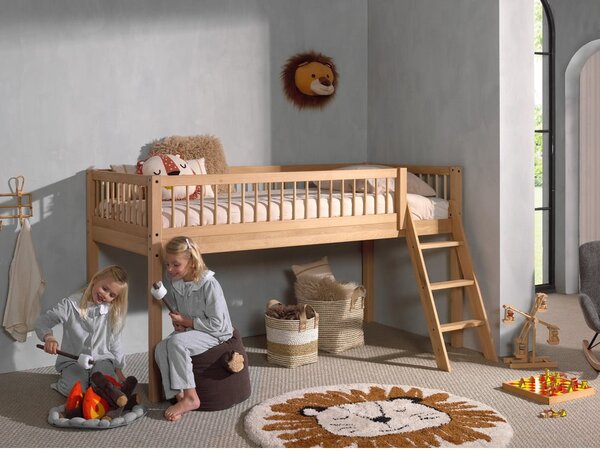 Vyvýšená detská posteľ z dubového dreva v prírodnej farbe 90x200 cm Forrest – Vipack