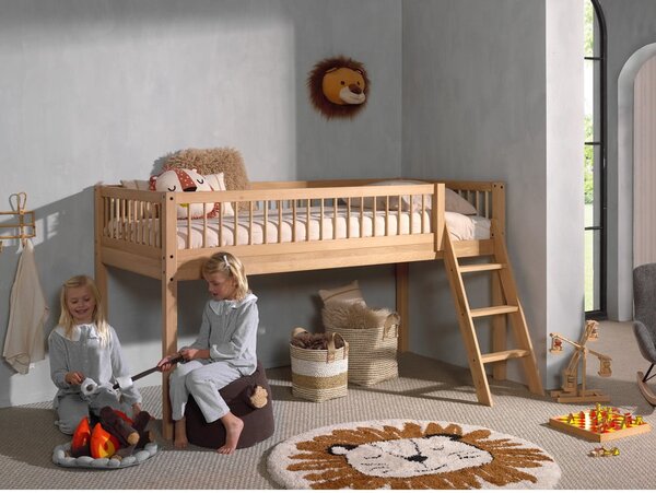 Vyvýšená detská posteľ z dubového dreva v prírodnej farbe 90x200 cm Forrest – Vipack