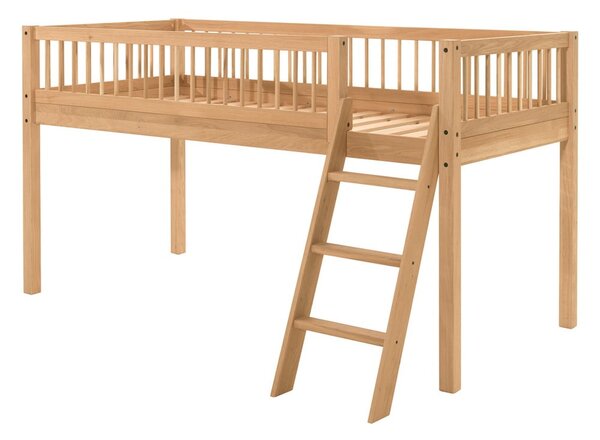Vyvýšená detská posteľ z dubového dreva v prírodnej farbe 90x200 cm Forrest – Vipack