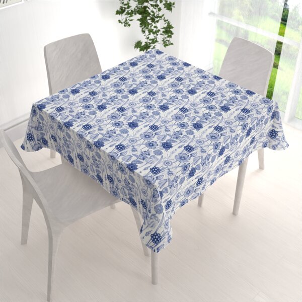 Biante Dekoračný štvorcový obrus PML-090 Modré jarné kvety na bielom 40x40 cm