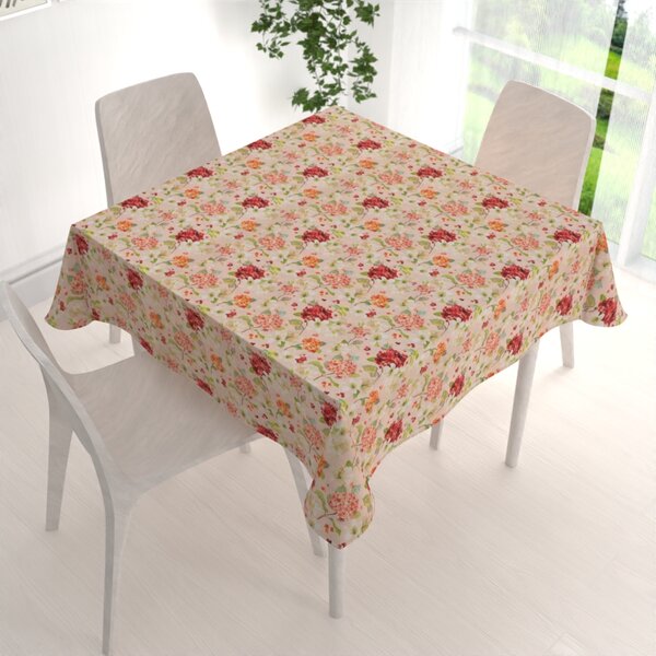 Biante Dekoračný štvorcový obrus PML-091 Hortenzie a ľalie na ružovom 40x40 cm