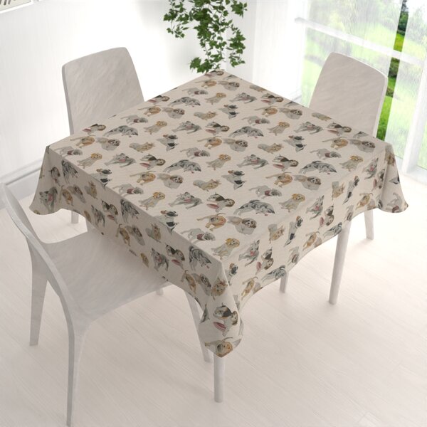 Biante Dekoračný štvorcový obrus PML-096 Šteniatka na hnedobéžovom 40x40 cm