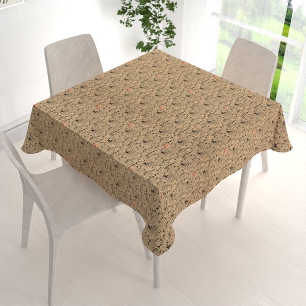 Biante Dekoračný štvorcový obrus PML-093 Pes medzi mačkami na hnedobéžovom 40x40 cm