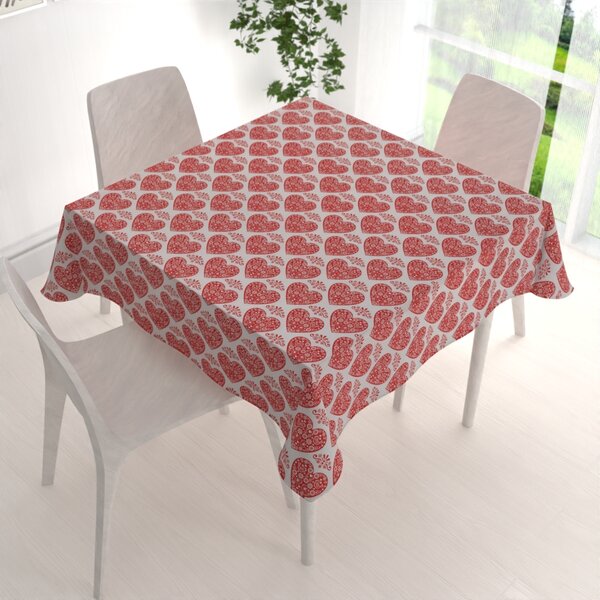 Biante Dekoračný štvorcový obrus PML-094 Červené srdcia na bielom 40x40 cm