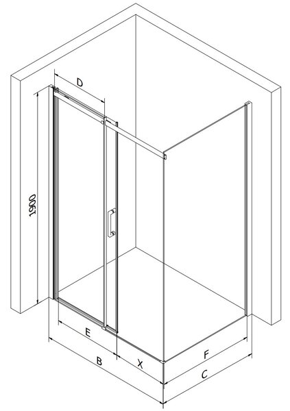 Mexen Omega, sprchový kút s posuvnými dverami 110 (dvere) x 70 (stena) cm, 8mm šedé sklo, chrómový profil + slim sprchová vanička biela + chrómový sifón, 825-110-070-01-40-4010