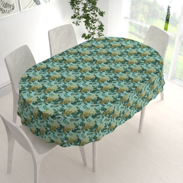 Biante Dekoračný oválny obrus PML-088 Eukalypty na mätovom 50x100 cm