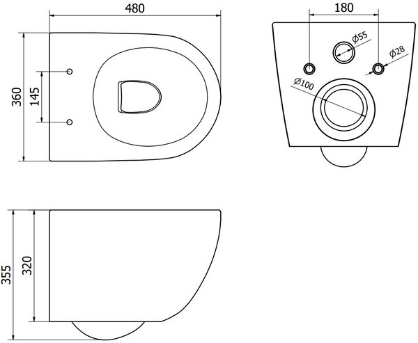 Mexen Lena, závesná toaletná misa 480x360x355 mm s pomaly padajúcim sedátkom, čierna matná - zlatý okraj, 30224075