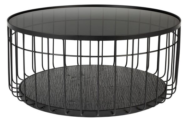 Čierny okrúhly konferenčný stolík so sklenenou doskou 80x80 cm Lance – White Label