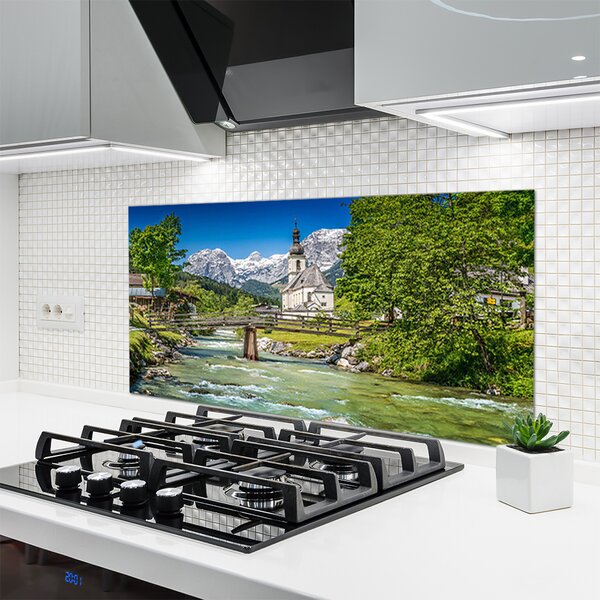 Nástenný panel  Kostol most jazero príroda 120x60 cm