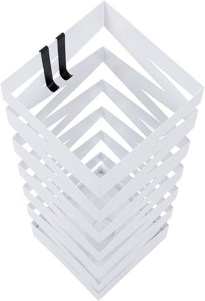 SONGMICS Stojan na dáždniky štvorcový biely motív zigzag