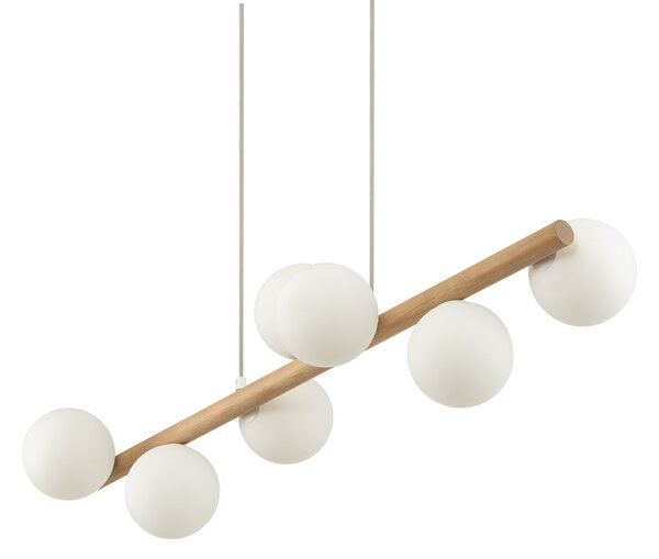 Závesný luster Estera Wood s dekorom dreva pre žiarovky 7x G9 – LED lustre a svietidlá > Lustre