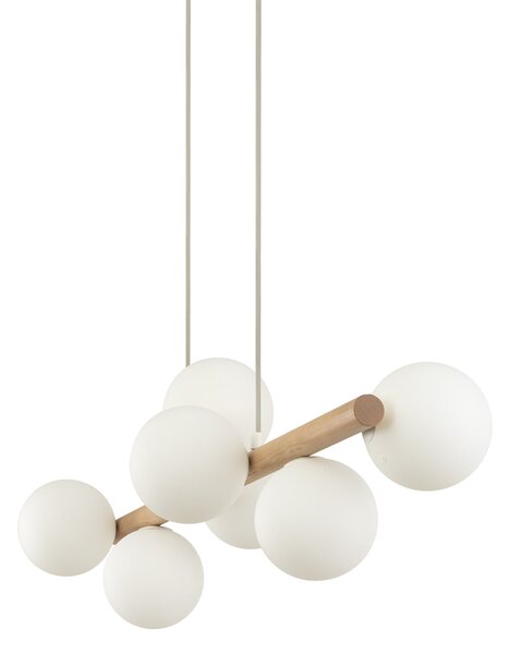 Závesný luster Estera Wood s dekorom dreva pre žiarovky 7x G9 – LED lustre a svietidlá > Lustre