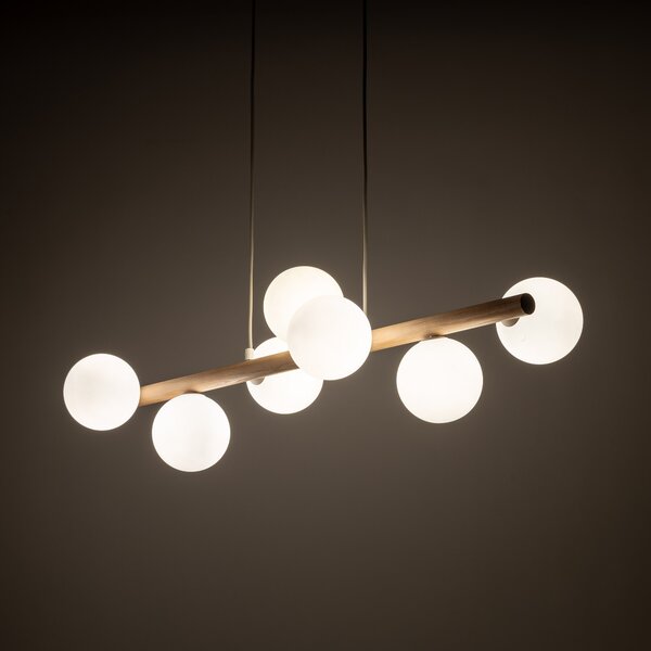 Závesný luster Estera Wood s dekorom dreva pre žiarovky 7x G9 – LED lustre a svietidlá > Lustre