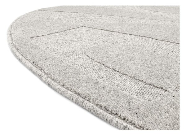 Svetlosivý vlnený okrúhly koberec ø 120 cm Morphic Botanica – Agnella