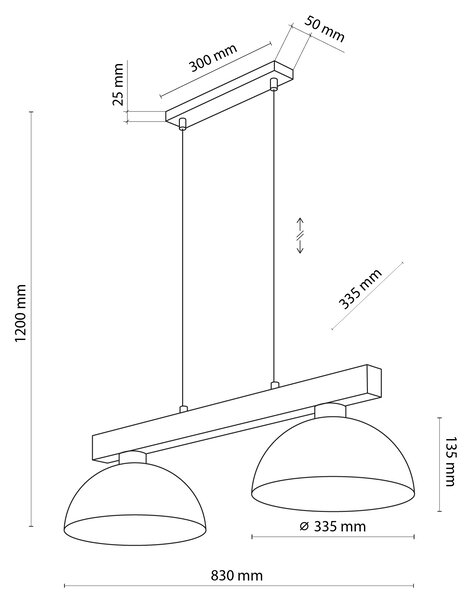 Hnedý závesný luster Oslo pre žiarovku 2x E27 – LED lustre a svietidlá > Lustre