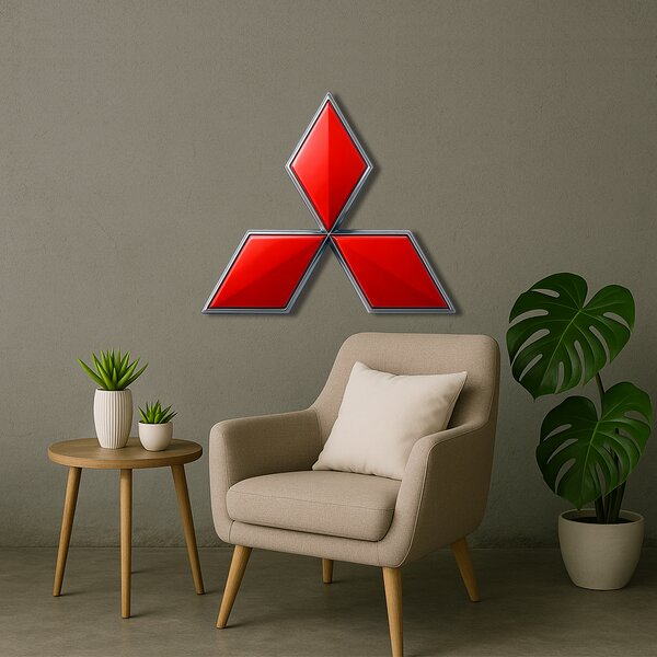Drevený obraz s UV potlačou - Mitsubishi - logo