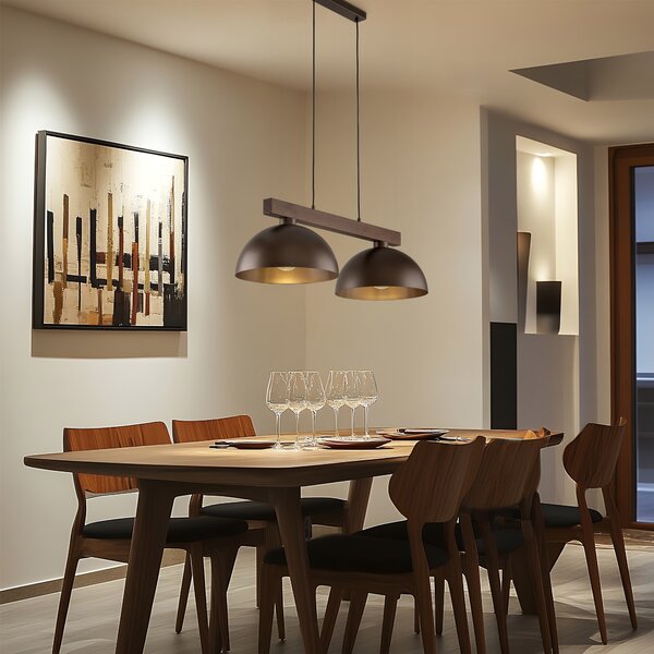 Hnedý závesný luster Oslo pre žiarovku 2x E27 – LED lustre a svietidlá > Lustre