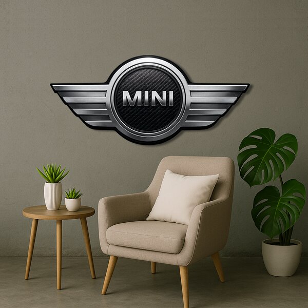 Drevený obraz s UV potlačou - Mini Cooper - logo