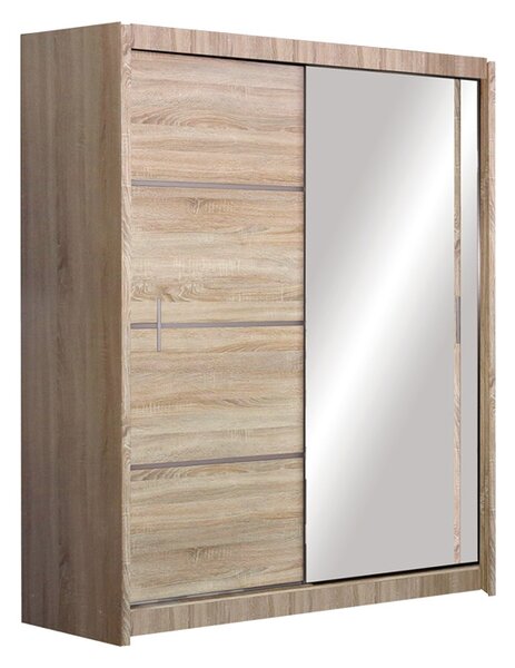 Skriňa s posuvnými dverami z zrkadlom Vista 150 cm - Dub sonoma