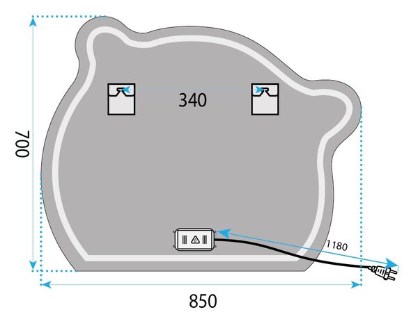Nástenné LED zrkadlo YH-BL-3 70x85cm