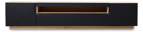 TV stolík Loftia 200 cm s otvorenou policou - dub artisan / čierny mat