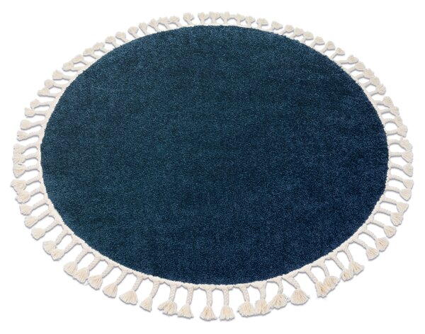Okrúhly koberec BERBER 9000, tmavo-modrá - strapce, Maroko, Shaggy