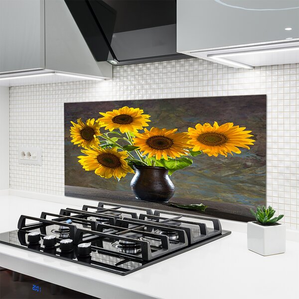 Nástenný panel  Slnečnica váza rastlina 120x60 cm