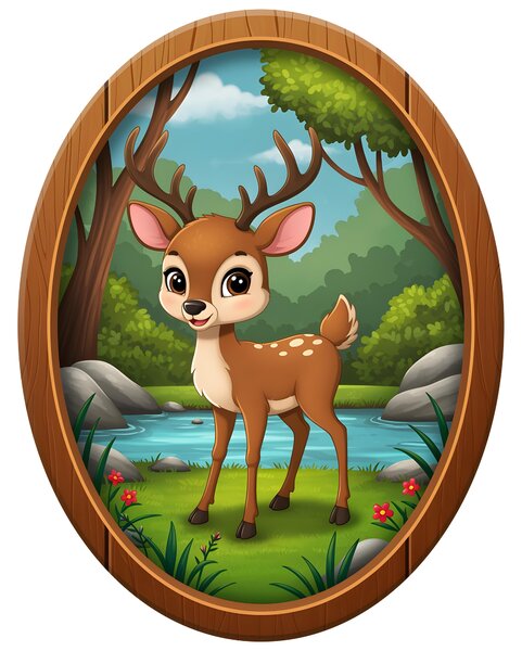 Drevený obraz s UV potlačou - Bambi