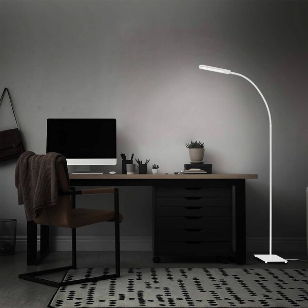 Briloner Stojaca LED lampa Servo, stmievateľná, biela, Biela / opálová, Pracovňa / Kancelária, kov, Moderný, Stolová lampa