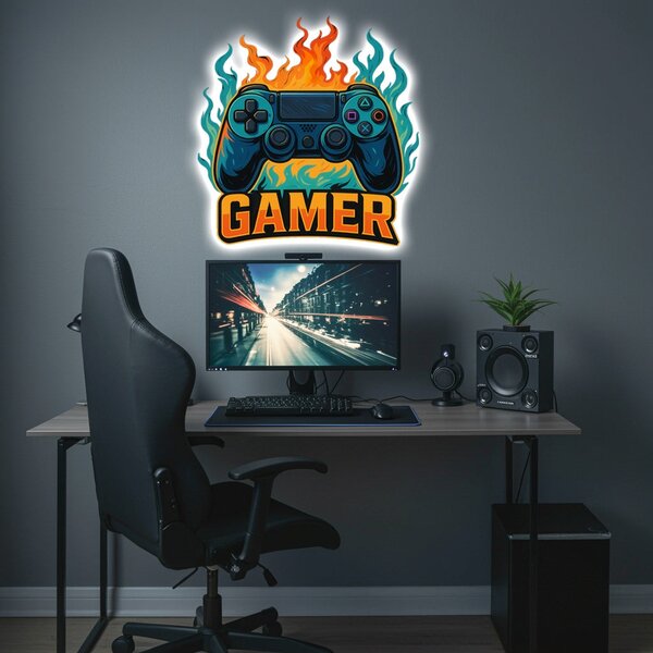 Svietiaci obraz - GAMER - Nočná lampa