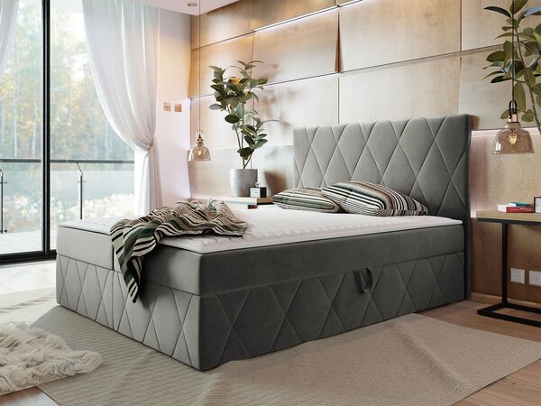 Hotelová manželská posteľ 140x200 PALMA - šedá + topper ZDARMA