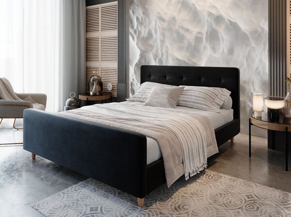 Manželská čalúnená posteľ NESSIE - 160x200, čierna
