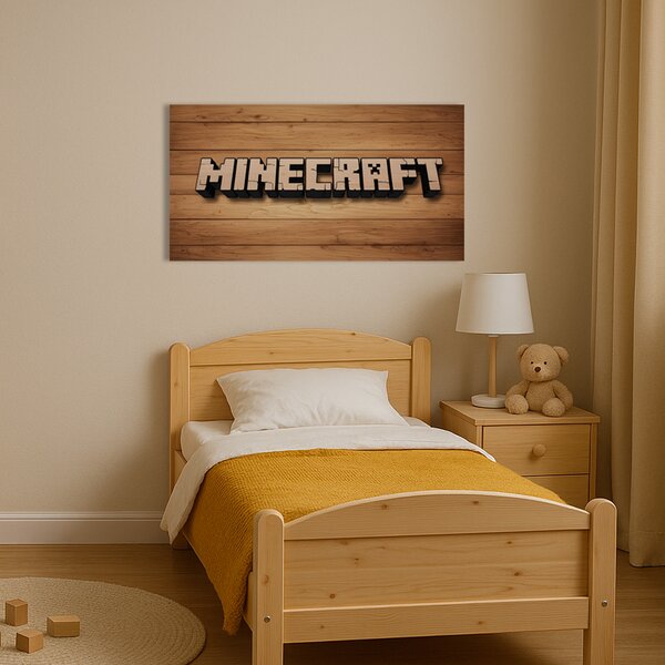 Drevený obraz s UV potlačou - Minecraft - logo -