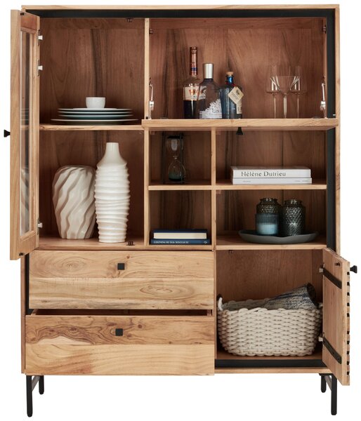 VYSOKÁ KOMODA, akácia, čierna, farba akácie, 115/148/42 cm Ambia Home - Komody