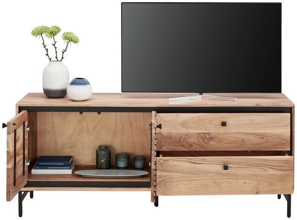 NÍZKA KOMODA, akácia, čierna, farba akácie, 160/65/40 cm Ambia Home - Komody