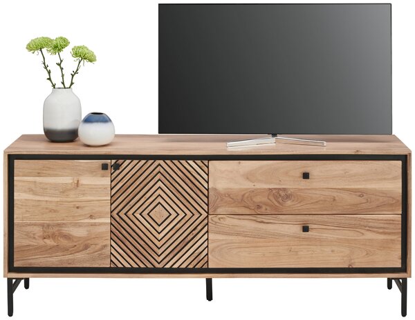 NÍZKA KOMODA, akácia, čierna, farba akácie, 160/65/40 cm Ambia Home - Komody