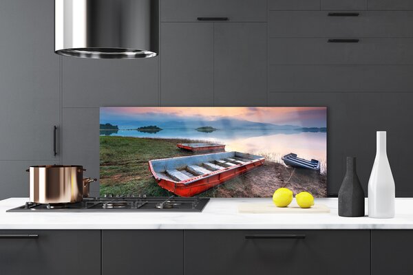 Nástenný panel  Loďka krajina 125x50 cm