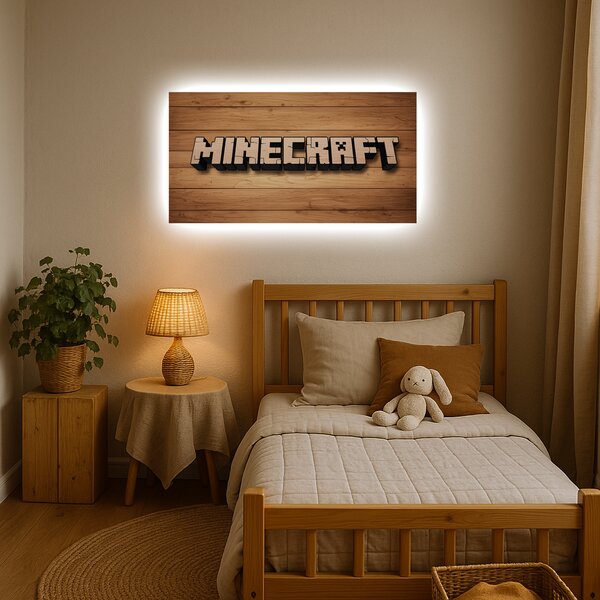 Svietiaci obraz - Minecraft mestská tabuľa - Nočná lampa