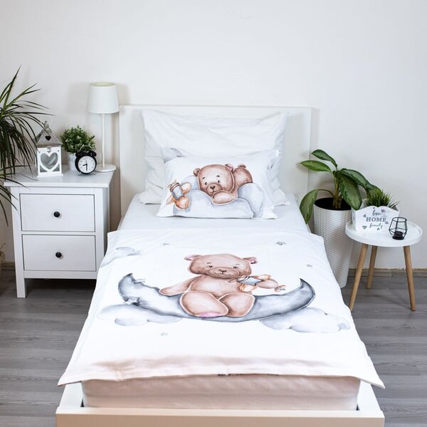 Bavlnené detské obliečky do postieľky 100x135 cm Medvedík "Plane" – Jerry Fabrics