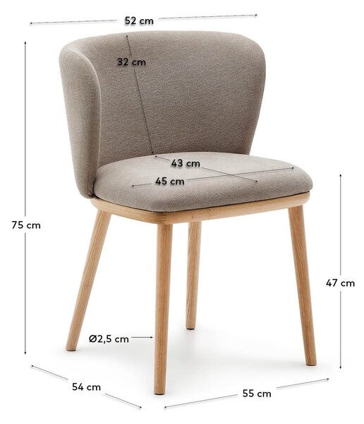 Svetlohnedé čalúnené jedálenské kreslo Ciselia – Kave Home