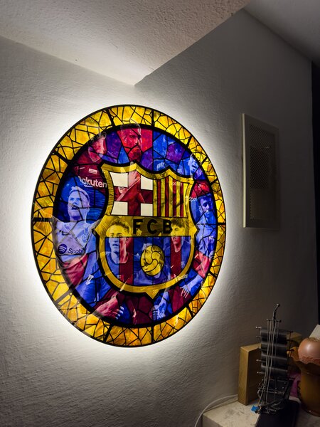 Svietiaci obraz Logo FC Barcelona - Sklenený efekt