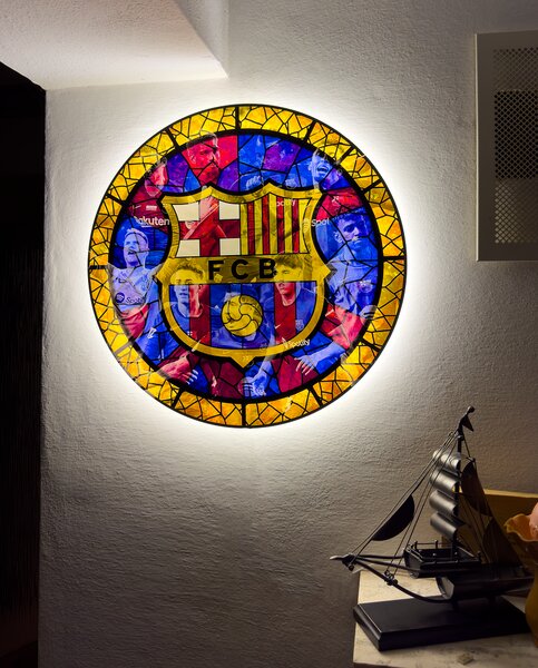 Svietiaci obraz Logo FC Barcelona - Sklenený efekt