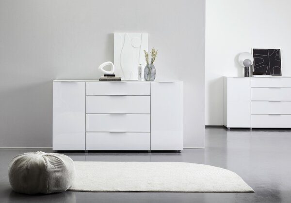 NOČNÝ STOLÍK, biela s vysokým leskom, 45,3/60,4/40 cm Voleo - Obývacie zostavy