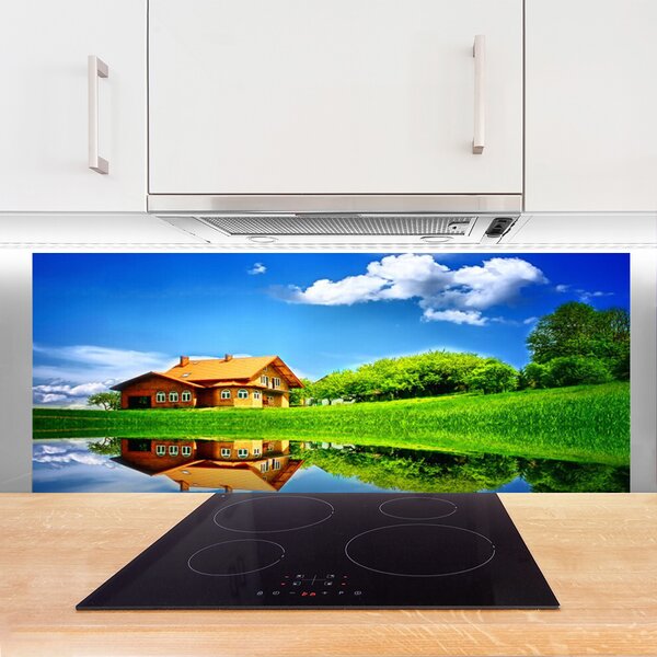 Nástenný panel  Dom jazero tráva príroda 125x50 cm