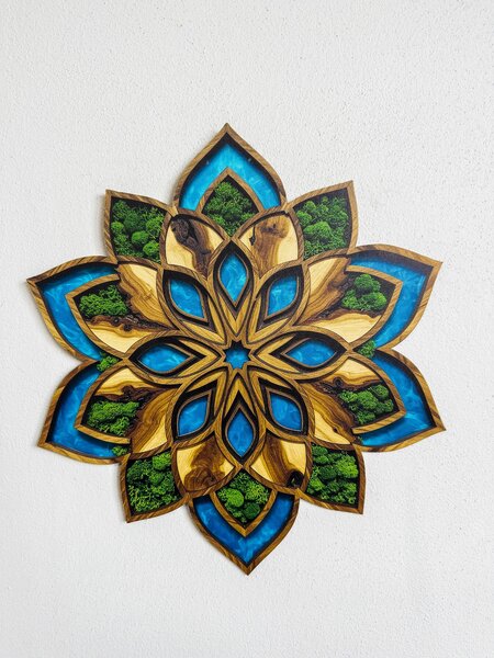 Machový drevený obraz - Mandala Flore - 2D tlač