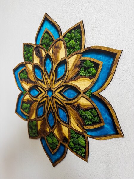 Machový drevený obraz - Mandala Flore - 2D tlač