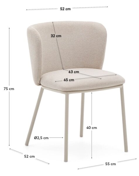 Béžové čalúnené jedálenské kreslo Ciselia – Kave Home
