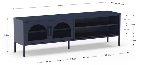 Tmavomodrý TV stolík 160x50 cm Diora – Marckeric