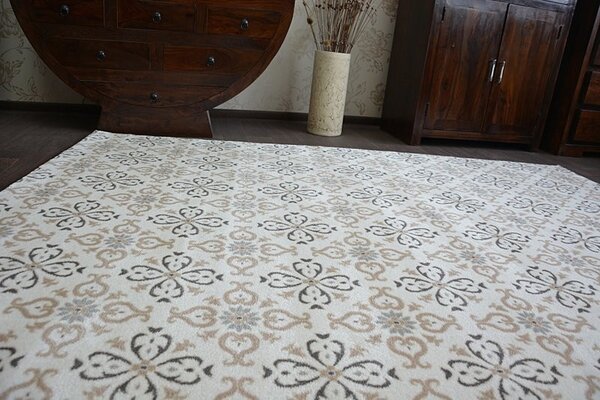 Dywany Lusczow Kusový koberec ARGENT - W4949 kvety, krémový, veľkosť 160x220