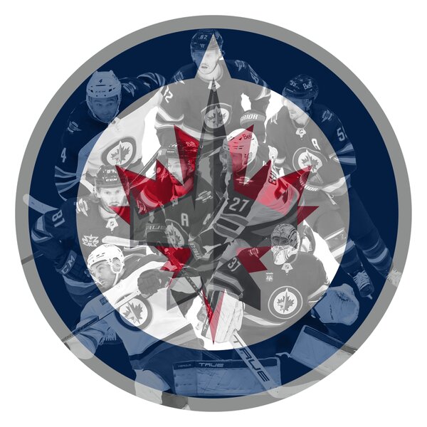 Farebný HDF obraz logo Winnipeg Jets